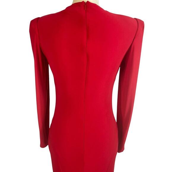 Ieena for Mac Duggal Red Formal Maxi Dress Size 4 Crystal Details Prom Wedding - Picture 10 of 13